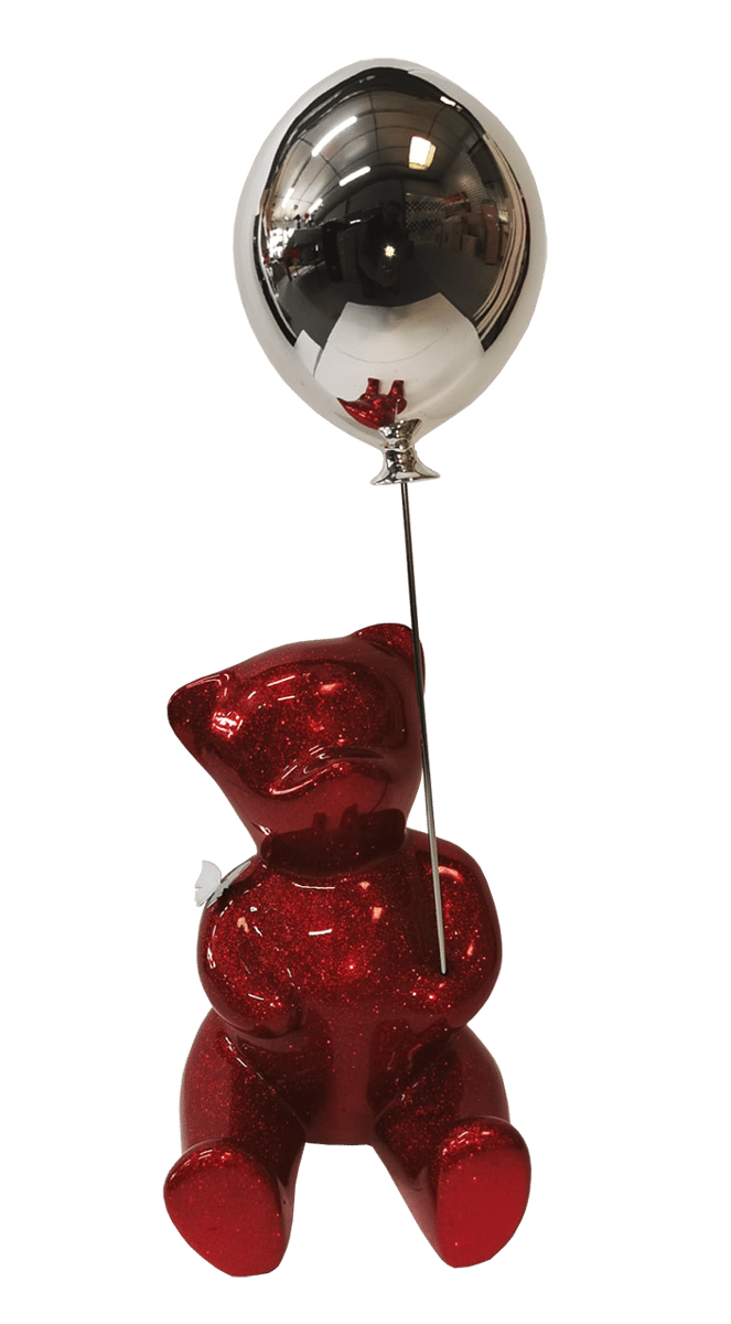 Brainy Red Glitter Balloon Silver (résine - paillettes)