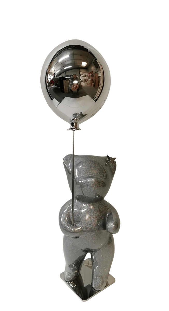 Bubbly Silver Glitter Balloon Silver (résine - paillettes)