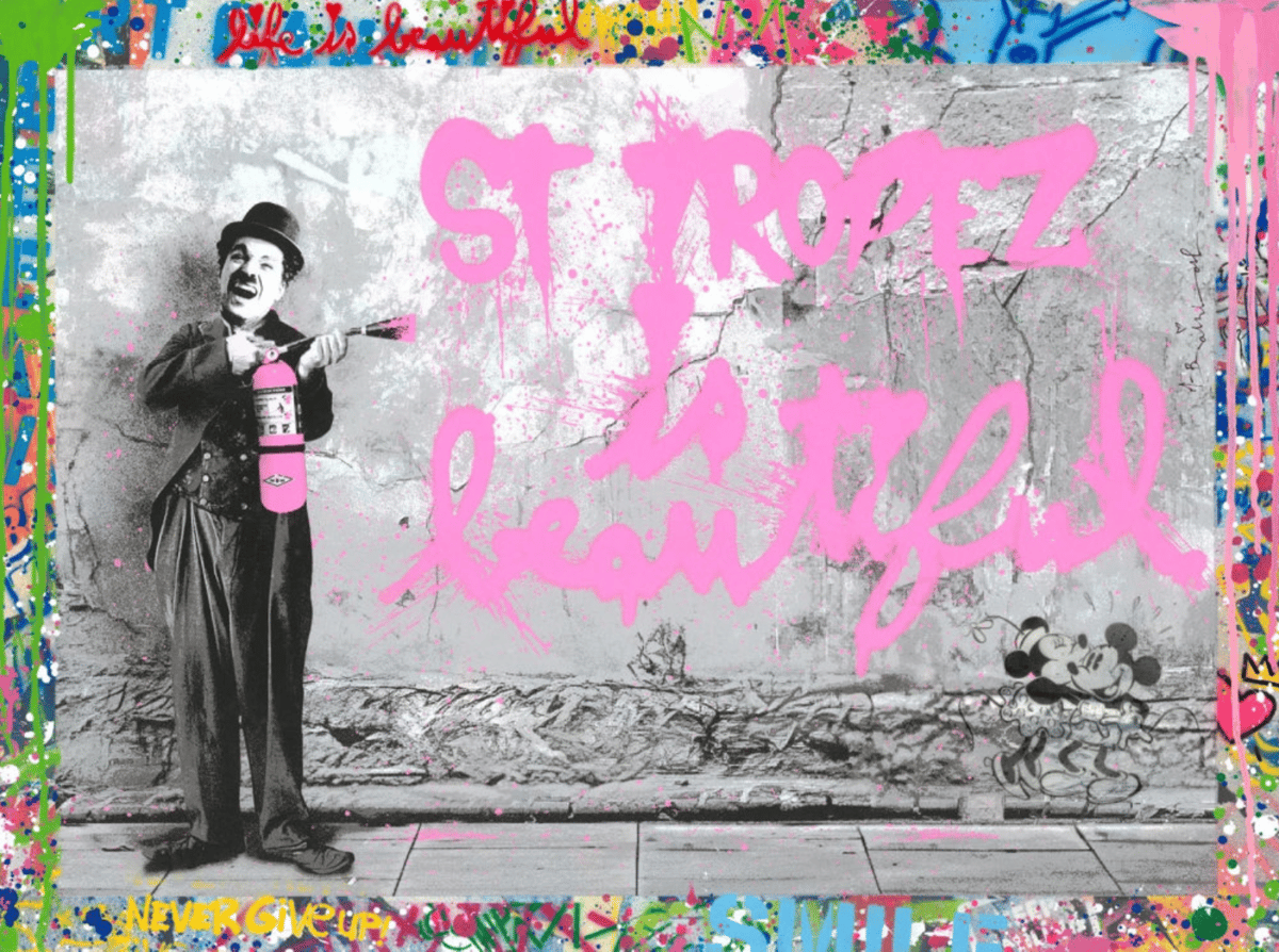 St. Tropez is Beautiful - Pink, 2022 — Mr Brainwash