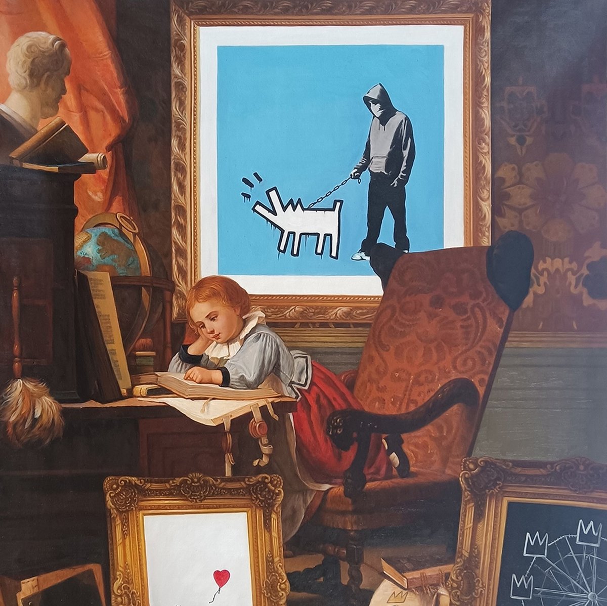 LEO MANELLI, The Little Reader Choose Your Weapon Blue - Oil on canvas