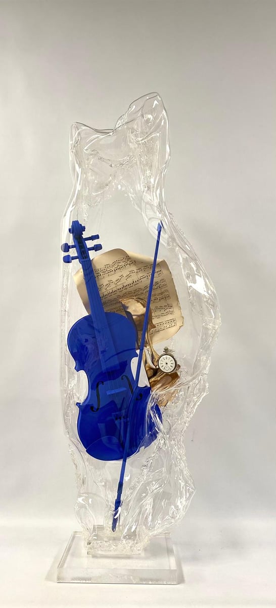 Violon bleu et bronze