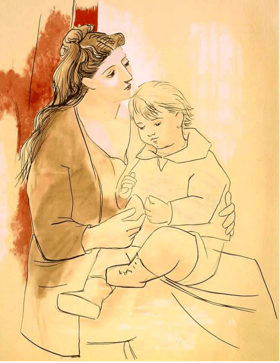 Maternitè au rideau rouge