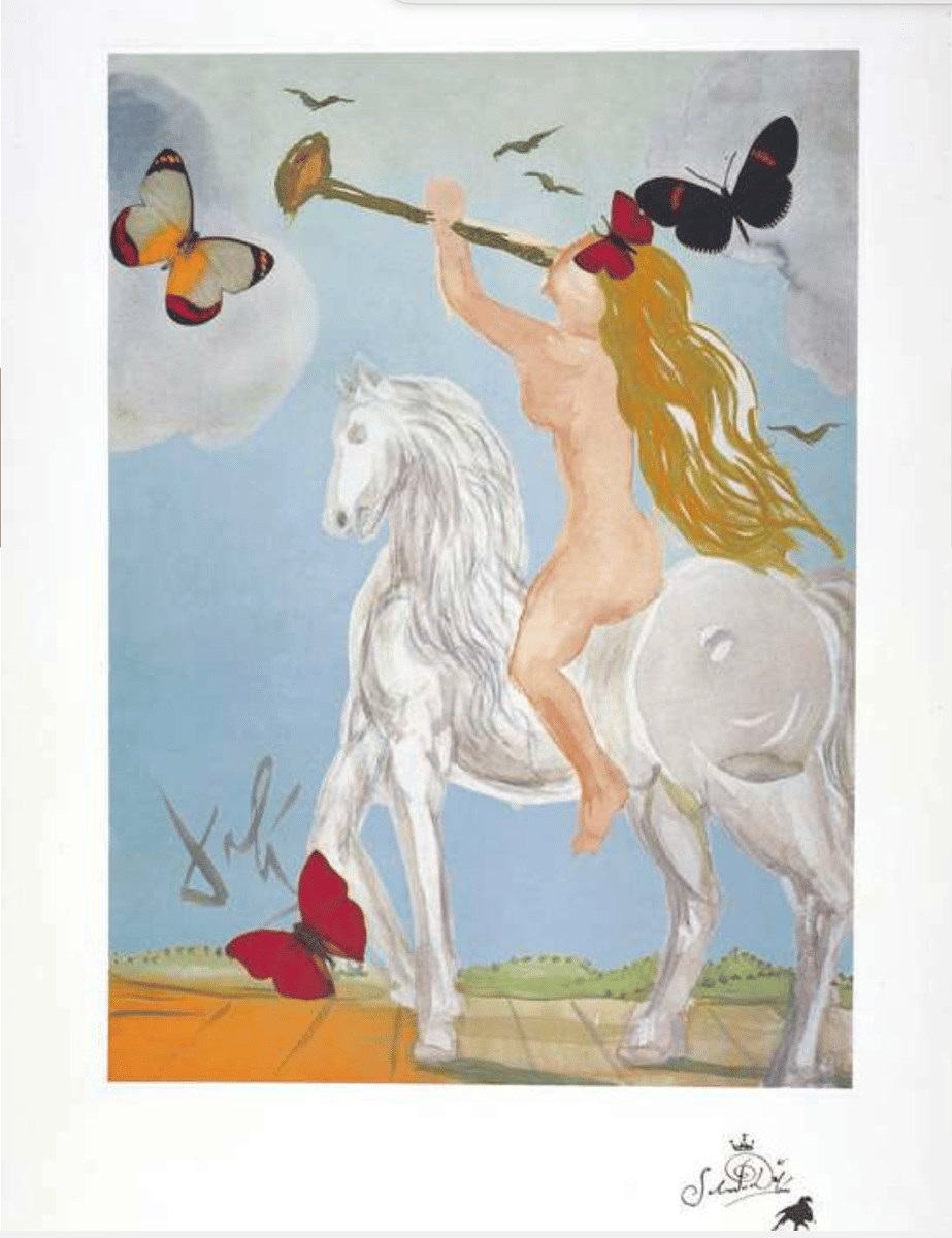 Lady Govida with butterflies, 1999, Anniversary Graphics — Salvador Dalí