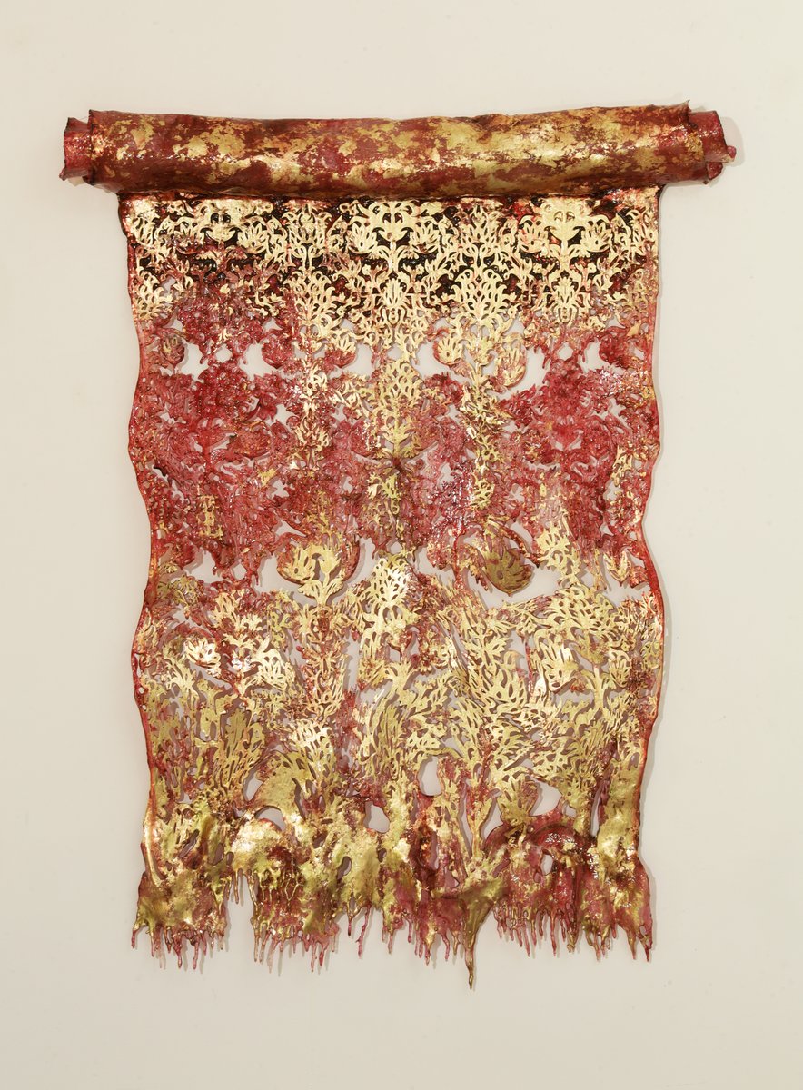 Liquid carpet red and gold