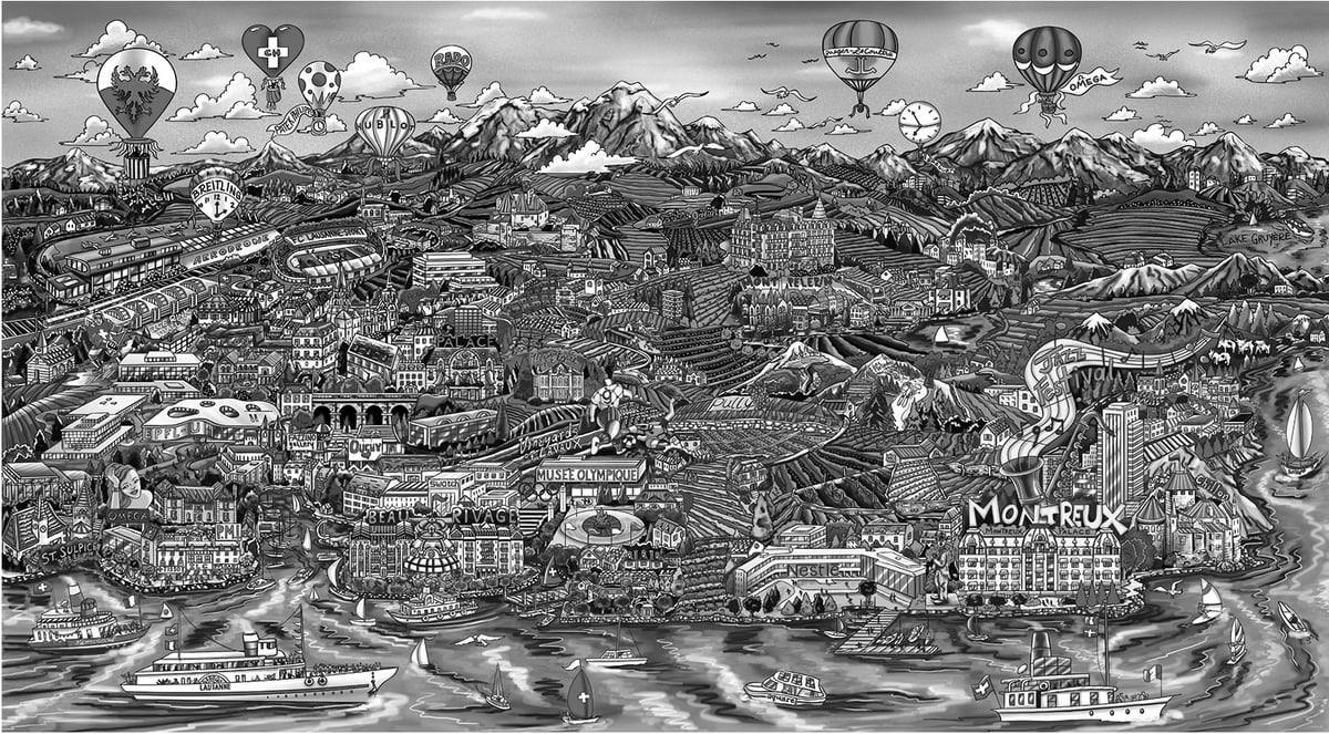 Lausanne and the Riviera Suisse, 2014 — Charles Fazzino