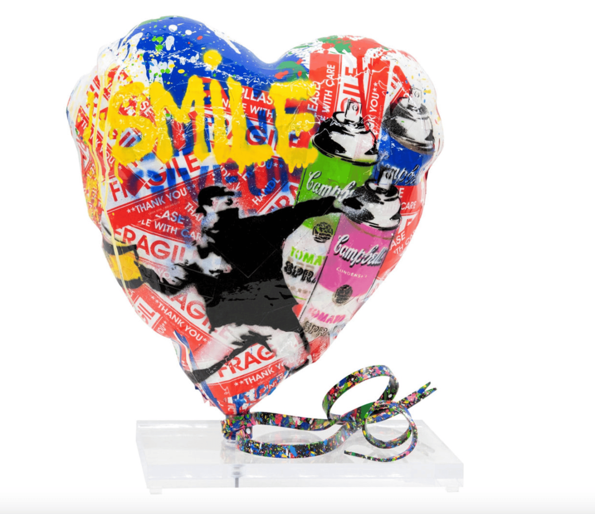 MR BRAINWASH, Balloon Heart - Sculpture en fibre de verre et peinture acrylique