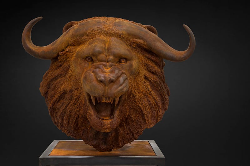 Tête lion-buffle