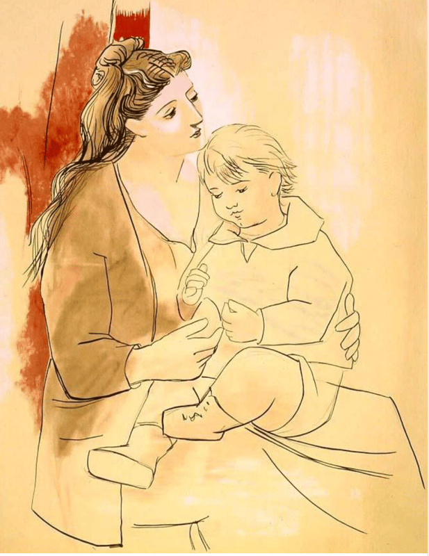 Maternitè au rideau rouge